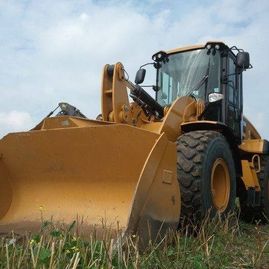 Bagger auf Rasen